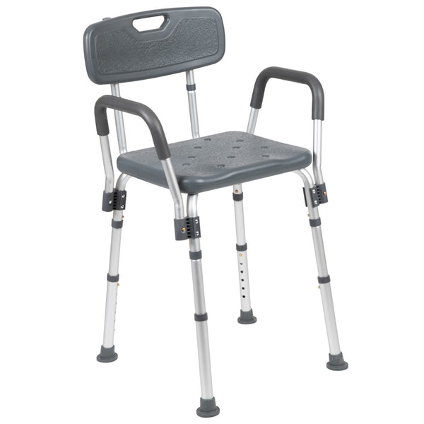 English Elm Commercial Grade Series 300 Lb. Capacity Adjustable Bath & Shower Chair with Quick Release Back & Arms