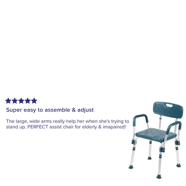 English Elm Commercial Grade Series 300 Lb. Capacity Adjustable Bath & Shower Chair with Quick Release Back & Arms