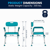 English Elm Commercial Grade Series 300 Lb. Capacity Adjustable Bath & Shower Chair with Quick Release Back & Arms