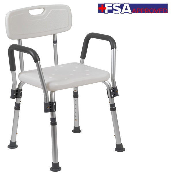 English Elm Commercial Grade Series 300 Lb. Capacity Adjustable Bath & Shower Chair with Quick Release Back & Arms
