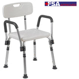 English Elm Commercial Grade Series 300 Lb. Capacity Adjustable Bath & Shower Chair with Quick Release Back & Arms