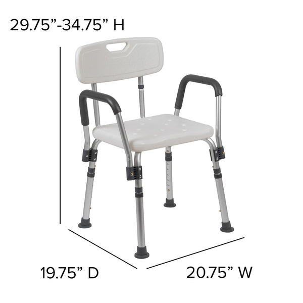 English Elm Commercial Grade Series 300 Lb. Capacity Adjustable Bath & Shower Chair with Quick Release Back & Arms