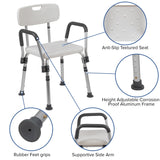 English Elm Commercial Grade Series 300 Lb. Capacity Adjustable Bath & Shower Chair with Quick Release Back & Arms