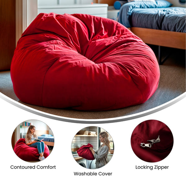 English Elm Oversized Solid Refillable Bean Bag Chair for All Ages