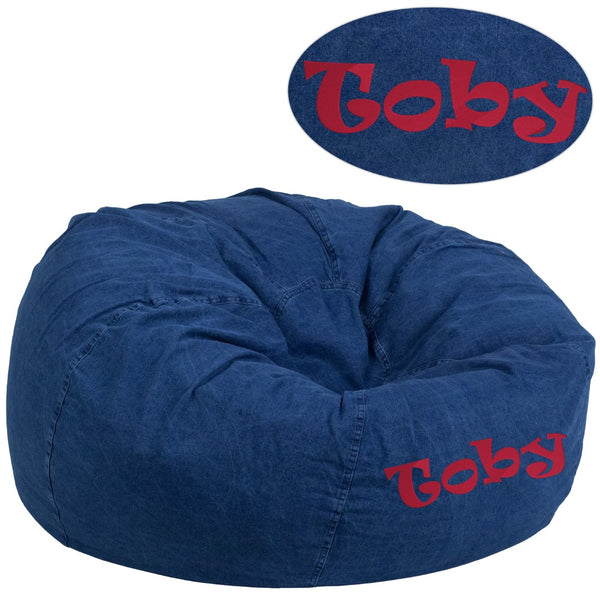 English Elm Personalized Oversized Bean Bag Chair for Kids and Adults