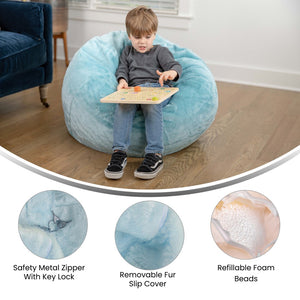 English Elm Small Refillable Bean Bag Chair for Kids and Teens