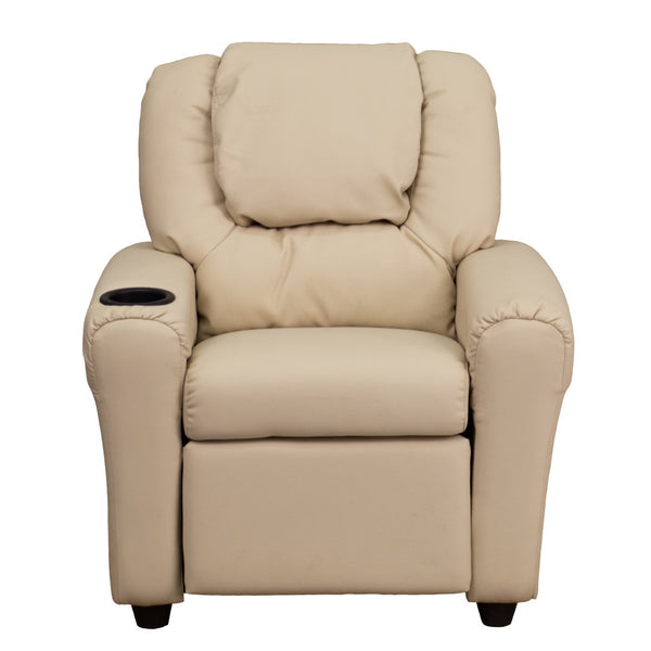 English Elm Contemporary Kids Recliner with Cup Holder and Headrest