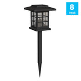 English Elm 8 Pack Lantern Style LED Solar Lights Weather Resistant Outdoor Solar Powered Lights for Pathway, Garden, & Yard