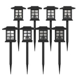 English Elm 8 Pack Lantern Style LED Solar Lights Weather Resistant Outdoor Solar Powered Lights for Pathway, Garden, & Yard