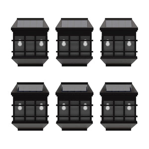 English Elm 6 Pack Wall Mount LED Solar Lights - Weather Resistant Decorative Solar Powered Lights - Deck and Fencing Solar Lights