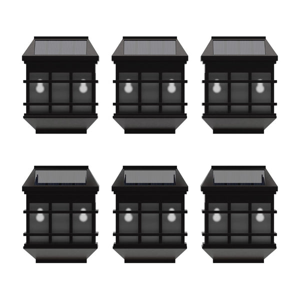 English Elm 6 Pack Wall Mount LED Solar Lights - Weather Resistant Decorative Solar Powered Lights - Deck and Fencing Solar Lights
