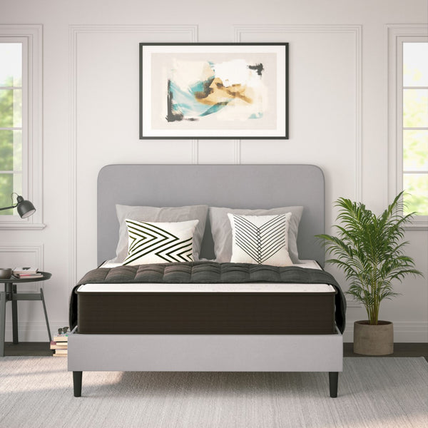 English Elm 10 Inch Hybrid Mattress, Queen Size High Density Foam and Pocket Spring Mattress in a Box, CertiPur-US Certified Foam, /Black