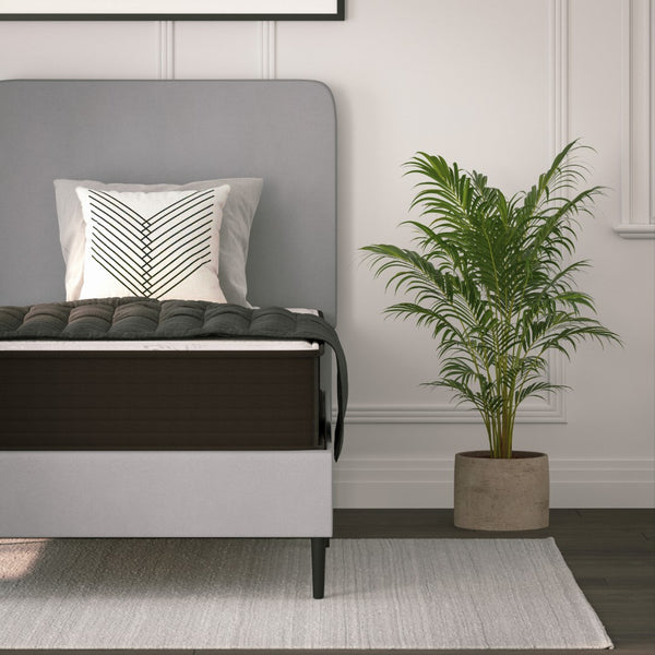 English Elm 10 Inch Hybrid Mattress, Twin Size High Density Foam and Pocket Spring Mattress in a Box, CertiPur-US Certified Foam, /Black