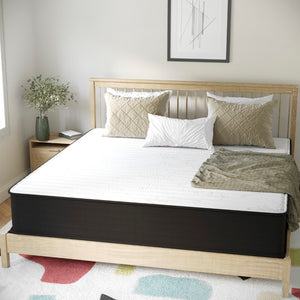 English Elm 12 Inch Hybrid Mattress, King Size High Density Foam and Pocket Spring Mattress in a Box, CertiPur-US Certified Foam, /Black