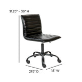 English Elm Commercial Grade Low Back Designer Armless Ribbed Swivel Task Office Chair with Frame and Base