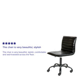 English Elm Commercial Grade Low Back Designer Armless Ribbed Swivel Task Office Chair with Frame and Base