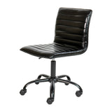 English Elm Commercial Grade Low Back Designer Armless Ribbed Swivel Task Office Chair with Frame and Base