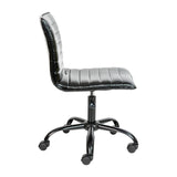 English Elm Commercial Grade Low Back Designer Armless Ribbed Swivel Task Office Chair with Frame and Base