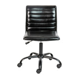 English Elm Commercial Grade Low Back Designer Armless Ribbed Swivel Task Office Chair with Frame and Base