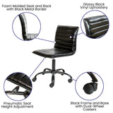 English Elm Commercial Grade Low Back Designer Armless Ribbed Swivel Task Office Chair with Frame and Base