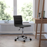 Commercial Grade Low Back Designer Armless Ribbed Swivel Task Office Chair