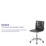 English Elm Commercial Grade Low Back Designer Armless Ribbed Swivel Task Office Chair