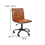 English Elm Commercial Grade Low Back Designer Armless Ribbed Swivel Task Office Chair with Black Frame and Base