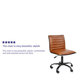 English Elm Commercial Grade Low Back Designer Armless Ribbed Swivel Task Office Chair with Black Frame and Base