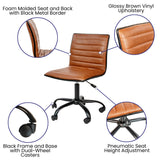 English Elm Commercial Grade Low Back Designer Armless Ribbed Swivel Task Office Chair with Black Frame and Base