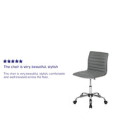 English Elm Commercial Grade Low Back Designer Armless Light Ribbed Swivel Task Office Chair