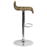 English Elm Contemporary Wicker Adjustable Height Barstool with Waterfall Seat and Chrome Base