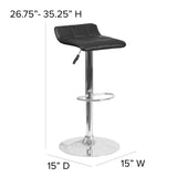 English Elm Contemporary Vinyl Adjustable Height Barstool with Quilted Wave Seat and Chrome Base