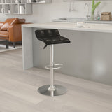 Adjustable Height Vinyl Barstool with Quilted Wave Seat - Modern Design