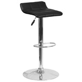 English Elm Contemporary Vinyl Adjustable Height Barstool with Quilted Wave Seat and Chrome Base