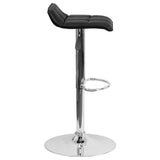 English Elm Contemporary Vinyl Adjustable Height Barstool with Quilted Wave Seat and Chrome Base