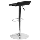 English Elm Contemporary Vinyl Adjustable Height Barstool with Quilted Wave Seat and Chrome Base