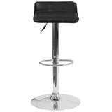 English Elm Contemporary Vinyl Adjustable Height Barstool with Quilted Wave Seat and Chrome Base