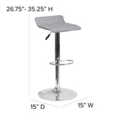 English Elm Contemporary Vinyl Adjustable Height Barstool with Quilted Wave Seat and Chrome Base