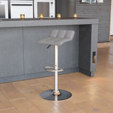 English Elm Contemporary Vinyl Adjustable Height Barstool with Quilted Wave Seat and Chrome Base