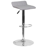 English Elm Contemporary Vinyl Adjustable Height Barstool with Quilted Wave Seat and Chrome Base