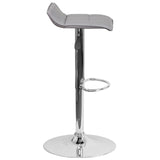 English Elm Contemporary Vinyl Adjustable Height Barstool with Quilted Wave Seat and Chrome Base