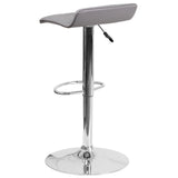 English Elm Contemporary Vinyl Adjustable Height Barstool with Quilted Wave Seat and Chrome Base