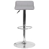 English Elm Contemporary Vinyl Adjustable Height Barstool with Quilted Wave Seat and Chrome Base