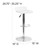 English Elm Contemporary Vinyl Adjustable Height Barstool with Quilted Wave Seat and Chrome Base