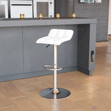 English Elm Contemporary Vinyl Adjustable Height Barstool with Quilted Wave Seat and Chrome Base