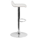 English Elm Contemporary Vinyl Adjustable Height Barstool with Quilted Wave Seat and Chrome Base