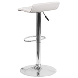 English Elm Contemporary Vinyl Adjustable Height Barstool with Quilted Wave Seat and Chrome Base