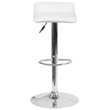 English Elm Contemporary Vinyl Adjustable Height Barstool with Quilted Wave Seat and Chrome Base