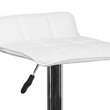 English Elm Contemporary Vinyl Adjustable Height Barstool with Quilted Wave Seat and Chrome Base