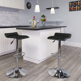 Contemporary Vinyl Barstool: Adjustable Height, Wave Seat, Chrome Base